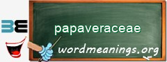 WordMeaning blackboard for papaveraceae